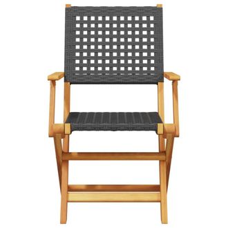 Berkfield Home Beautiful 3 Piece Bistro Set Black Poly Rattan & Solid Wood