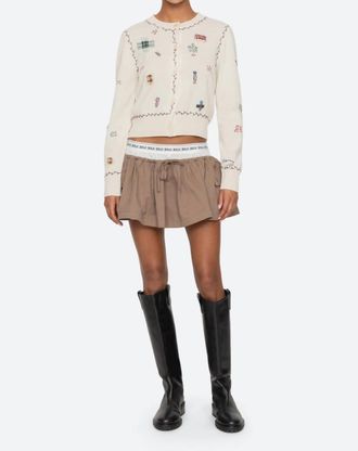 Sea New York Claira Embroidered Knit Cardigan In Cream