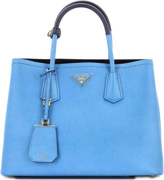 Prada Cuir Double Saffiano Leather Medium tote bag - Blu