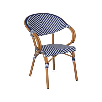 Mobili Rebecca Sillas De Jard&iacute;n Apilables Mobili Rebecca Belladonna 84x57x57 Aluminio Pvc, Pet Blanco Azul Cl&aacute;sico Set 2 Piezas