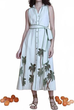 Bl^nk London Revati Palm Tree Maxi Dress In Breezy Beige