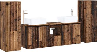 vidaXL Juego De Muebles De Ba&ntilde;o 5 Uds. Madera Envejecida Vidaxl