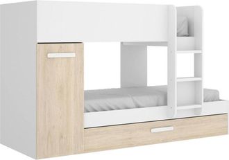 Dmora Composizione camera da letto Eiger, Stanza da letto completa, Cameretta per bambini, Set per arredo a ponte, 244x112 h150 cm, Azzurro e Bianco - Dmora