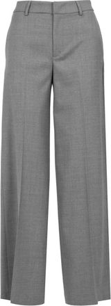 Pantaloni Torino Wollen Serge Wijde Pijp Broek - Dames - Wijde Broeken - Grijs - XS - Wol - Broeken