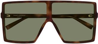 Saint Laurent 68mm Oversize Flat Top Sunglasses in Havana at Nordstrom