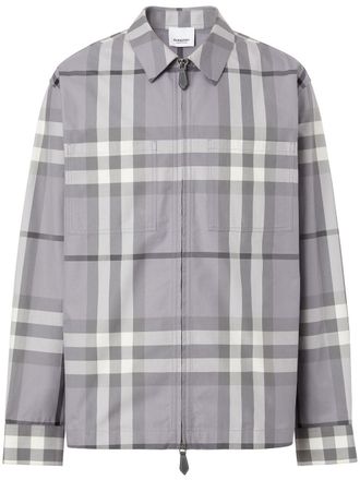 Burberry Camicia a quadri con zip - Grigio