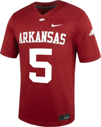 Nike Arkansas Nike Mens College Untouchable Game Jersey in Red | P31811J371ARKS-CRM