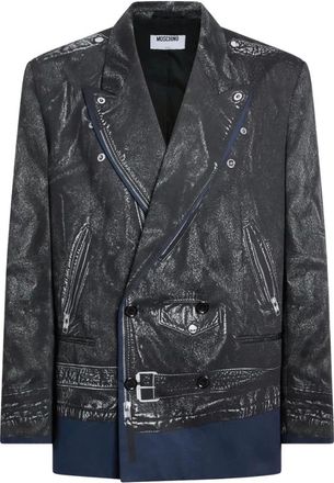 Moschino Giacca Biker Trompe LOeil - - Jackets - Uomo - Multicolore - L