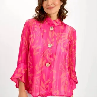 Frank Lyman Design Woven Pink Silk Jacket
