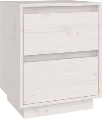 vidaXL Vidaxl - Mesita de noche madera maciza de pino blanco 40x35x50 cm