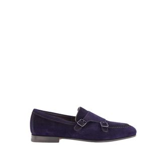 Santoni Navy Suede Formal Loafers - male - Santoni - Loafers - Blue - 10 UK - Shoes