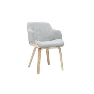 Miliboo Silla En Tela De Chenilla Gris Y Madera Clara Earl