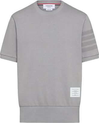 Thom Browne T-shirt in cotone con dettaglio a 4 righe - Grigio