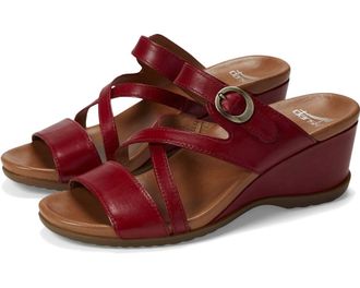 Dansko Womens Ana Glazed Kid Leather Sandals In Red