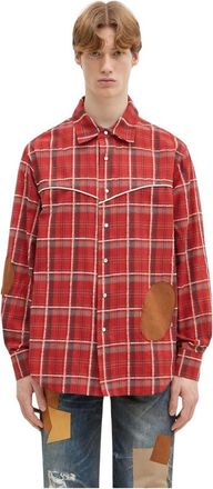 Andersson Bell Noah Patch Check Shirt - Heren - Casual Overhemden - Rood - XL - Katoen - Overhemden