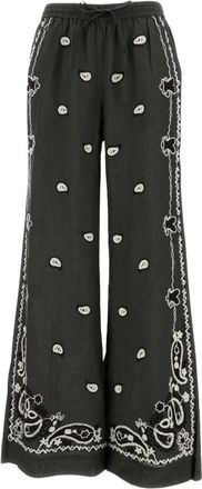 P.A.R.O.S.H. Wijde broek - Dames - Wijde Broeken - Groen - M - Linnen - Broeken