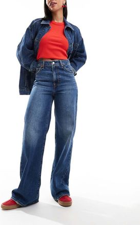 Levi's Ribcage - Jeans con fondo ampio blu navy a vita alta