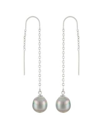 Splendid Pearls Silver 9-10Mm Tahitian Pearl Earrings
