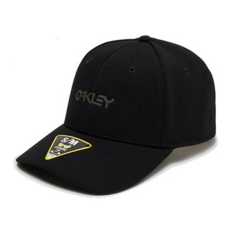 Oakley Mens 6 Panel Stretch Metallic Hat, Blackout, L-XL