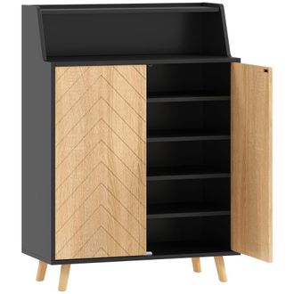 HOMCOM Zapatero 75x35x104 cm negro y natural