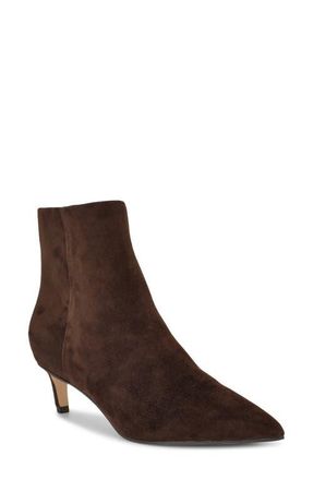 Nine West Brite Pointed Toe Kitten Heel Bootie in Dark Brown Suede at Nordstrom, Size 8.5