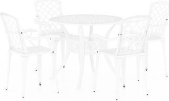 vidaXL 5 Piece Bistro Set Cast Aluminium White vidaXL