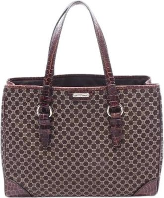 Celine Pre-owned Macadam Croco Embossed Leather Tote Bag - - Pre-owned - Donna - Marrone - ONE SIZE