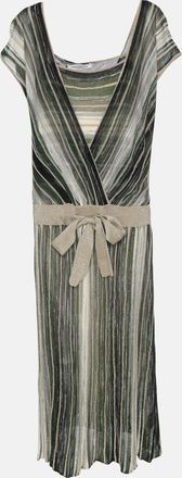 Marina Rinaldi Grey/black Stripe Stretch Knit Midi Dress