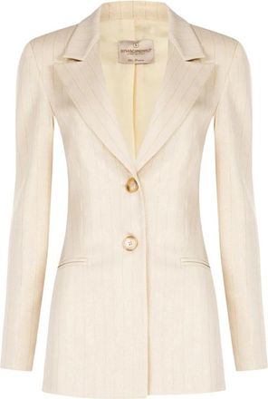 Rinascimento Giacca classica gessata - Dames - Blazers - Beige - XL - Leer - Jassen