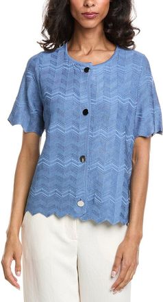 Anne Klein Zig Zag Short Sleeve Cardigan