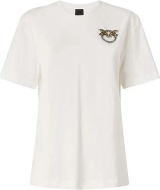 Pinko T-shirt met ronde hals - Dames - T-shirts - Wit - XL - Tops