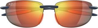 Maui Jim Hookipa Ultra 63mm PolarizedPlus2 Oval Sunglasses in Dark Blue /Orange at Nordstrom