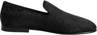 Dolce & Gabbana Zwarte Bloemen Brokaat Loafers Heren Schoenen - Heren - Loafers - Zwart - 41 EU - Katoen - Schoenen