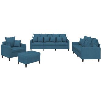 vidaXL Set di Divani 4 pz con Cuscini Blu in Velluto vidaXL