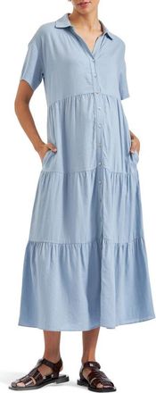 Ripe Macy Longline Linen Dress in Pale Blue at Nordstrom, Size Small