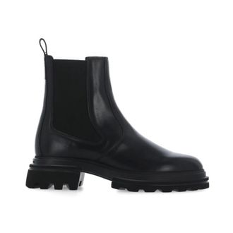 Hogan Chelsea Boots, female, Black, Size: 10 US Black Leather Chelsea Boots with Raised Sole
