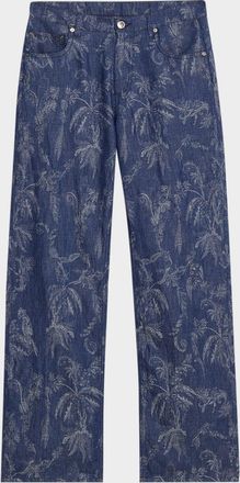 Etro Men & apos;s Roma Jacquard Denim Straight-Leg Jeans
