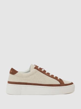 Reiss Natural & tan Suede Low-top Platform Trainers, X11