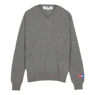 Comme Des Gar&ccedil;ons FW25 x Invader Double Pixel Heart Knitwear Grey AZ-N086-051-3