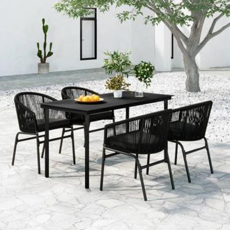 vidaXL Juego De Comedor Para Jard&iacute;n 5 Piezas Negro Vidaxl