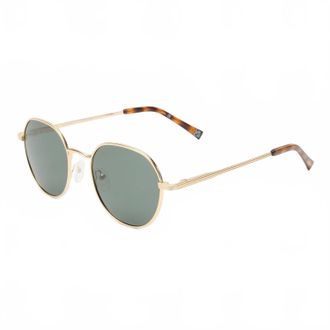 Le Specs Womens Odyssey Round Metal Sunglasses In Gold/khaki