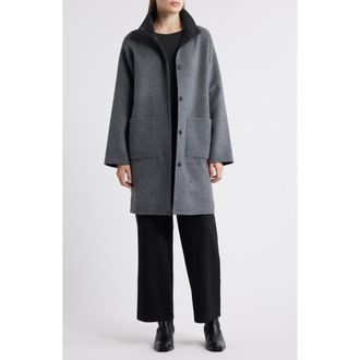 Eileen Fisher Stand Collar Reversible Wool & Cashmere Coat at Nordstrom Rack, Size X-Small