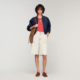 Sandro Washed denim Bermuda shorts