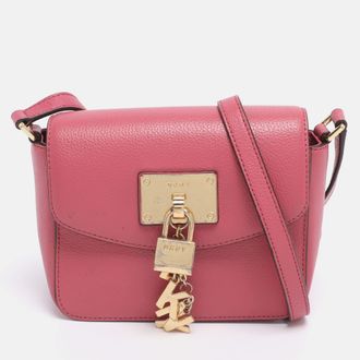 DKNY Dkny Pink Leather Small Elisa Crossbody Bag