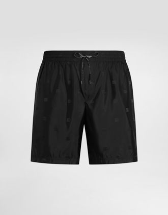 Dolce & Gabbana Medium Swim Boxer Shorts In Logo Jacquard - Man Beachwear Black 3