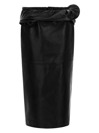 Magda Butrym Black Fitted Sheep Leather Midi Skirt