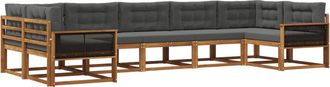 vidaXL Conjunto De Sof&aacute;s De Exterior 7 Uds. Natural Y Antracita Vidaxl