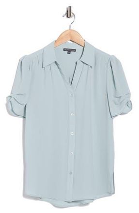 Adrianna Papell Puff Sleeve Button-Up Top in Soft Cloud at Nordstrom Rack, Size X-Small