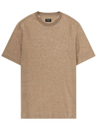 Ermenegildo Zegna Oasi Earthy Brown Linen T-Shirt