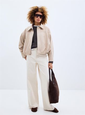 Grace & Mila Womens Balloon waist soft suede jacket